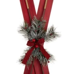 Glitzhome® 35" Red Wooden & Galvanized Ski Porch Décor -Northlight Shop D479466S 7