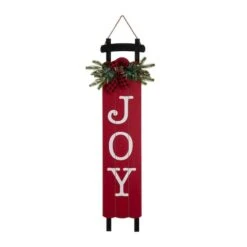 Glitzhome® 40" Lighted Wooden Sleigh JOY Porch Sign With Timer 14 Glitzhome® 40" Lighted Wooden Sleigh JOY Porch Sign With Timer -Northlight Shop D479468S 5