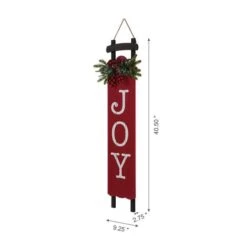 Glitzhome® 40" Lighted Wooden Sleigh JOY Porch Sign With Timer 15 Glitzhome® 40" Lighted Wooden Sleigh JOY Porch Sign With Timer -Northlight Shop D479468S 6