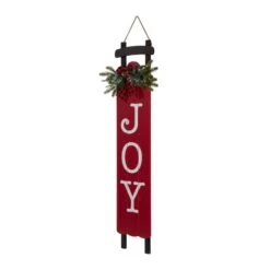 Glitzhome® 40" Lighted Wooden Sleigh JOY Porch Sign With Timer 16 Glitzhome® 40" Lighted Wooden Sleigh JOY Porch Sign With Timer -Northlight Shop D479468S 7