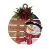 Glitzhome® 30" Lighted Round Wooden Snowman Porch Décor With Timer