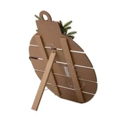 Glitzhome® 30" Lighted Round Wooden Snowman Porch Décor With Timer -Northlight Shop D479470S 8