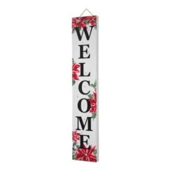 Glitzhome® 42" Lighted Wooden Poinsettia WELCOME Porch Sign -Northlight Shop D479471S 4