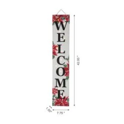 Glitzhome® 42" Lighted Wooden Poinsettia WELCOME Porch Sign -Northlight Shop D479471S 5