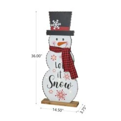 Glitzhome® 3ft. Lighted Wooden Christmas Snowman Porch Décor With Timer 11 Glitzhome® 3ft. Lighted Wooden Christmas Snowman Porch Décor With Timer -Northlight Shop D479473S 4