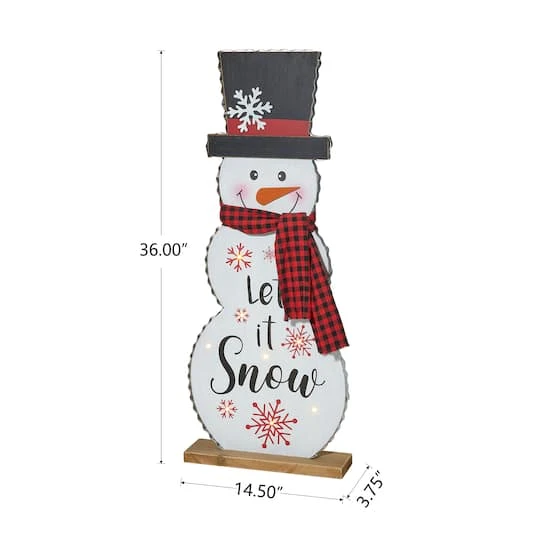 Glitzhome® 3ft. Lighted Wooden Christmas Snowman Porch Décor With Timer 5 Glitzhome® 3ft. Lighted Wooden Christmas Snowman Porch Décor With Timer - Image 5