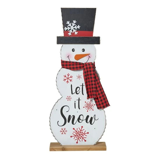 Glitzhome® 3ft. Lighted Wooden Christmas Snowman Porch Décor With Timer 2 Glitzhome® 3ft. Lighted Wooden Christmas Snowman Porch Décor With Timer - Image 2