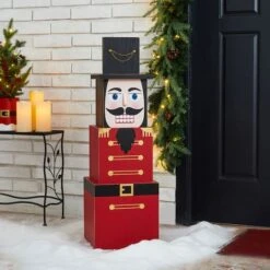 Glitzhome® 36" Wooden Block Nutcracker Porch Décor -Northlight Shop D479475S 2