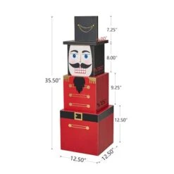 Glitzhome® 36" Wooden Block Nutcracker Porch Décor -Northlight Shop D479475S 6