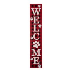Glitzhome® 42" Plaid Pet "WELCOME" Wooden Porch Sign 10 Glitzhome® 42" Plaid Pet "WELCOME" Wooden Porch Sign -Northlight Shop D479477S 1 1