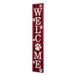 Glitzhome® 42" Plaid Pet "WELCOME" Wooden Porch Sign 13 Glitzhome® 42" Plaid Pet "WELCOME" Wooden Porch Sign -Northlight Shop D479477S 4