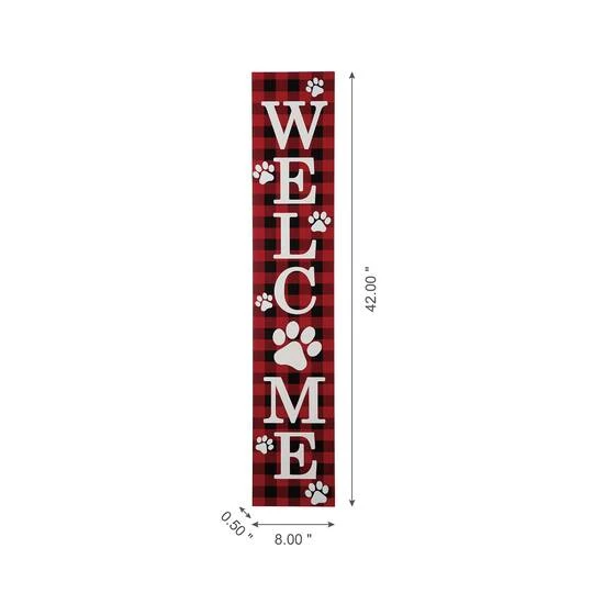 Glitzhome® 42" Plaid Pet "WELCOME" Wooden Porch Sign 6 Glitzhome® 42" Plaid Pet "WELCOME" Wooden Porch Sign - Image 6