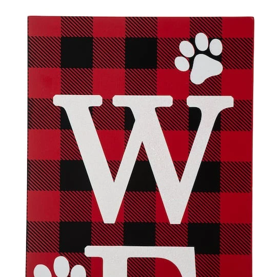 Glitzhome® 42" Plaid Pet "WELCOME" Wooden Porch Sign 8 Glitzhome® 42" Plaid Pet "WELCOME" Wooden Porch Sign - Image 8