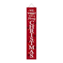 Glitzhome® 3.5ft. Lighted Dog Christmas Porch Sign With Timer