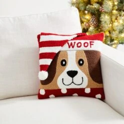 Glitzhome® Hooked 3D Woof Throw Pillow -Northlight Shop D479537S 3