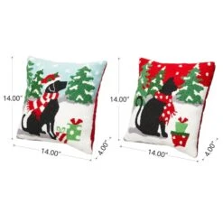 Glitzhome® Hooked Christmas Dog & Cat Throw Pillow Set -Northlight Shop D479539S 4