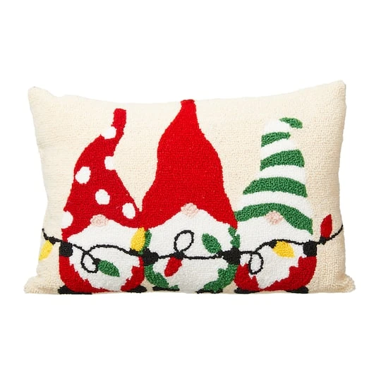 Glitzhome® Hooked Christmas Gnomes Throw Pillow 1 Glitzhome® Hooked Christmas Gnomes Throw Pillow