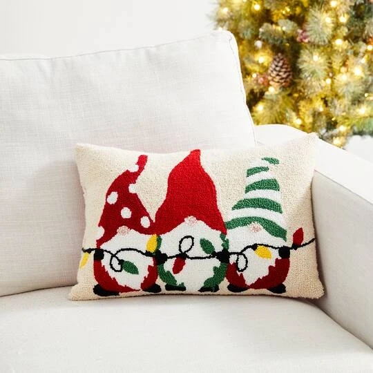 Glitzhome® Hooked Christmas Gnomes Throw Pillow 4 Glitzhome® Hooked Christmas Gnomes Throw Pillow - Image 4