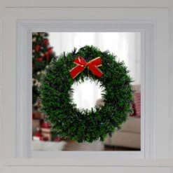 Northlight 17" Pre-Lit LED Green Tinsel Artificial Wreath With Bow -Northlight Shop D491024S 12