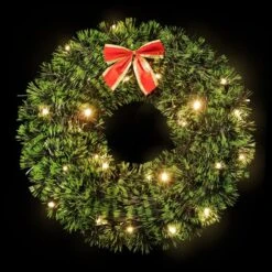 Northlight 17" Pre-Lit LED Green Tinsel Artificial Wreath With Bow -Northlight Shop D491024S 13