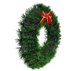 Northlight 17" Pre-Lit LED Green Tinsel Artificial Wreath With Bow -Northlight Shop D491024S 16