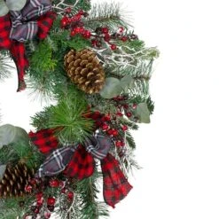 Northlight 24" Flocked Dual Plaid And Berries Artificial Wreath 9 Northlight 24" Flocked Dual Plaid And Berries Artificial Wreath -Northlight Shop D491026S 4