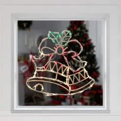 Northlight 15" Lighted Bells With Bow Christmas Window Silhouette Decoration -Northlight Shop D491430S 3