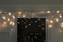 Northlight 50ct. Blue & Clear Mini Window Curtain Icicle Christmas String Lights -Northlight Shop D491448S 3
