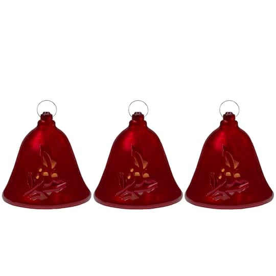 Northlight 6.5" Musical Lighted Red Bells Christmas Décor Set 1 Northlight 6.5" Musical Lighted Red Bells Christmas Décor Set