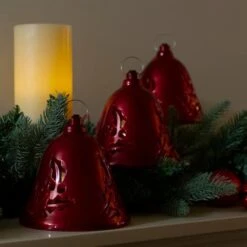 Northlight 6.5" Musical Lighted Red Bells Christmas Décor Set 8 Northlight 6.5" Musical Lighted Red Bells Christmas Décor Set -Northlight Shop D491527S 2
