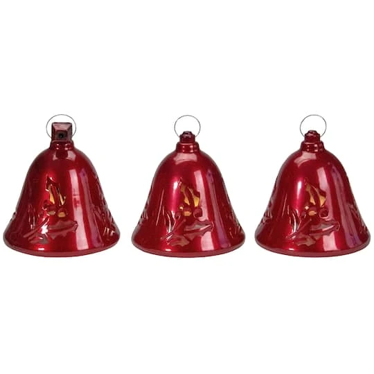Northlight 6.5" Musical Lighted Red Bells Christmas Décor Set 4 Northlight 6.5" Musical Lighted Red Bells Christmas Décor Set - Image 4