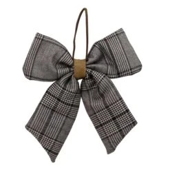 Northlight 19" Black & White Plaid Two Loop Christmas Bow Decoration