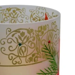 Northlight 10" Poinsettias & Gold Flameless Glass Christmas Candle Holder -Northlight Shop D491535S 4