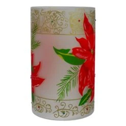 Northlight 10" Poinsettias & Gold Flameless Glass Christmas Candle Holder -Northlight Shop D491535S 5