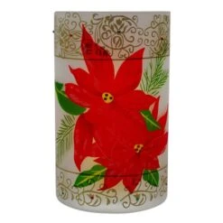 Northlight 10" Poinsettias & Gold Flameless Glass Christmas Candle Holder -Northlight Shop D491535S 6