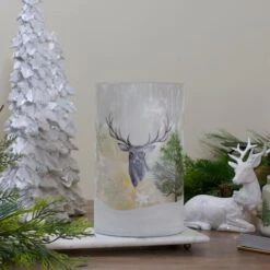 Northlight 10" Winter Deer Flameless Glass Christmas Candle Holder -Northlight Shop D491536S 2