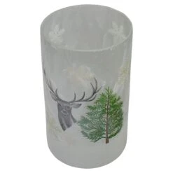 Northlight 10" Winter Deer Flameless Glass Christmas Candle Holder -Northlight Shop D491536S 3