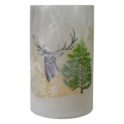 Northlight 10" Winter Deer Flameless Glass Christmas Candle Holder -Northlight Shop D491536S 6