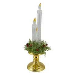 Northlight 14.5" Lighted Water Candle On Gold Base With Berries -Northlight Shop D491538S 3