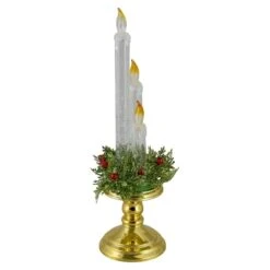 Northlight 14.5" Lighted Water Candle On Gold Base With Berries -Northlight Shop D491538S 4