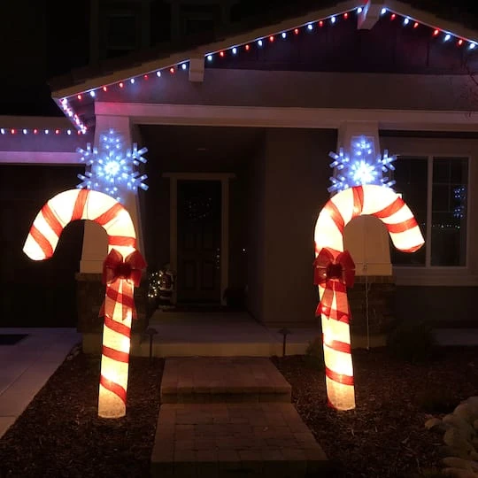 Northlight 6ft. Pre-Lit Red & White Glitter Candy Cane Christmas Outdoor Décor 8 Northlight 6ft. Pre-Lit Red & White Glitter Candy Cane Christmas Outdoor Décor - Image 8