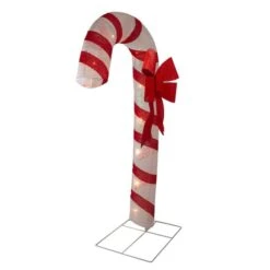 Northlight 6ft. Pre-Lit Red & White Glitter Candy Cane Christmas Outdoor Décor 13 Northlight 6ft. Pre-Lit Red & White Glitter Candy Cane Christmas Outdoor Décor -Northlight Shop D491616S 3