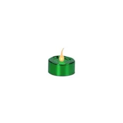 PENN Green LED Lighted Flicker Flame Christmas Tea Light Candles, 4ct.