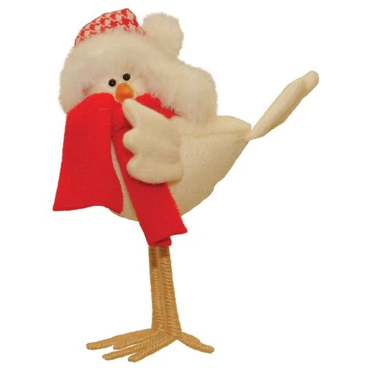 Northlight 8.5" Beige & Red Standing Bird With Scarf Christmas Tabletop Figurine 1 Northlight 8.5" Beige & Red Standing Bird With Scarf Christmas Tabletop Figurine