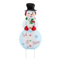 3ft. Lit Snowman Outdoor Metal Sign