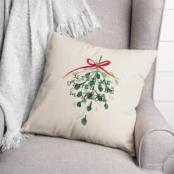 Meet Me Under The Mistletoe 18x18 Throw Pillow -Northlight Shop D517980S 3