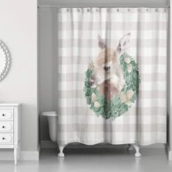 Buffalo Check Fawn Wreath Shower Curtain -Northlight Shop D517988S 2