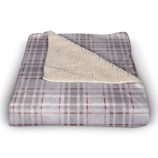 Holiday Gray Plaid 50x60 Sherpa Fleece Blanket 3 Holiday Gray Plaid 50x60 Sherpa Fleece Blanket - Image 3