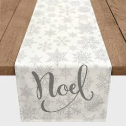 Noel Snowflake Pattern 16x90 Poly Twill Table Runner -Northlight Shop D518007S 2