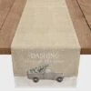 Dashing Through The Snow Painted Tree Truck 16x72 Poly Twill Table Runner